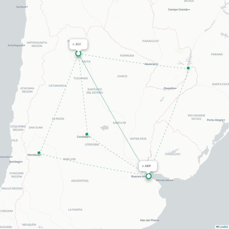JUJ - AEP route map