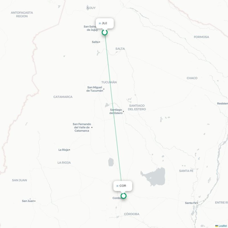 JUJ - COR route map