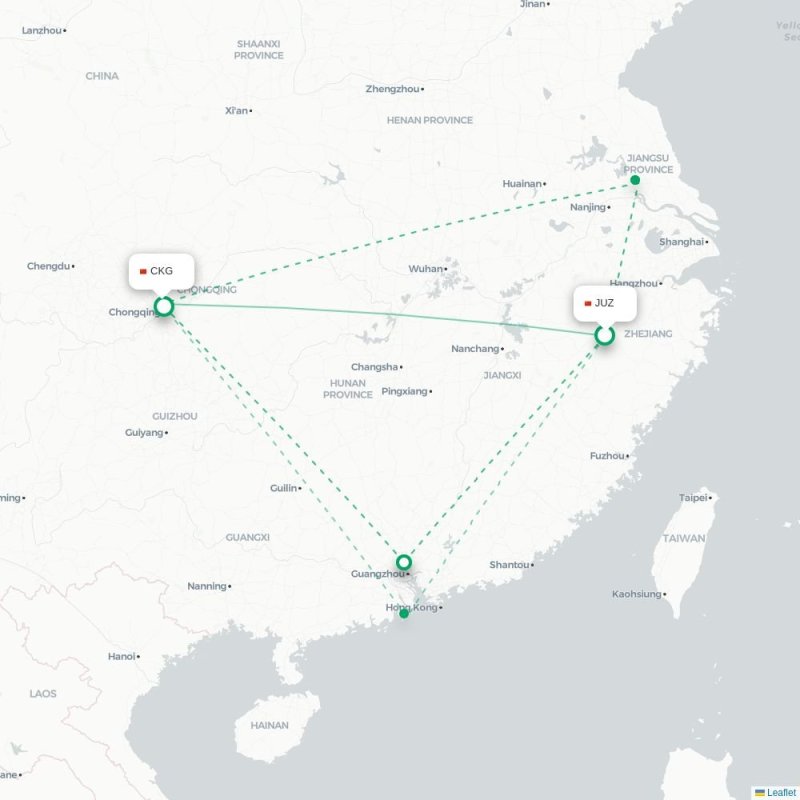 JUZ - CKG route map