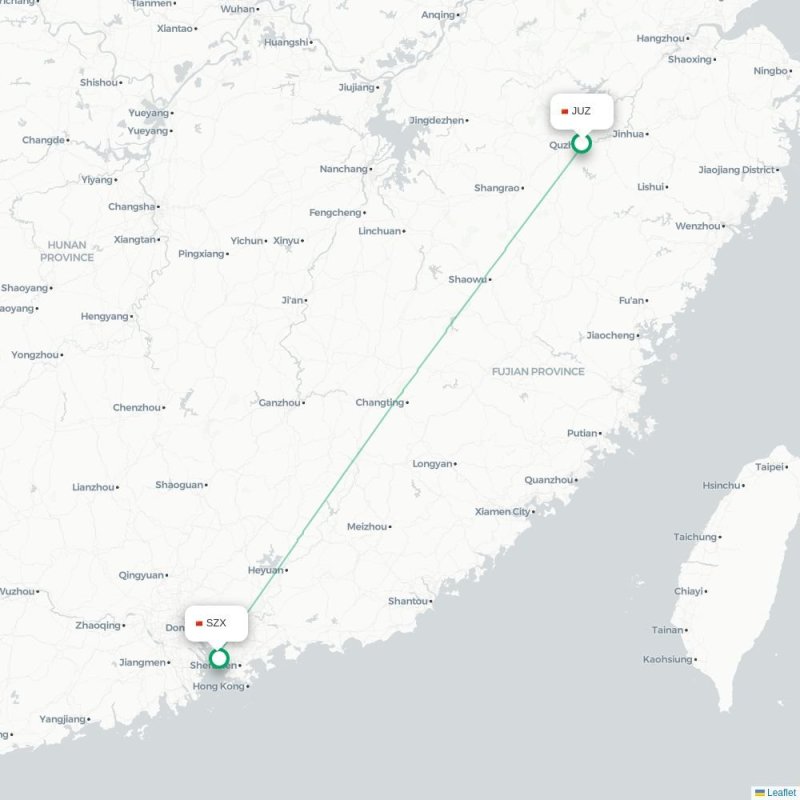 JUZ - SZX route map