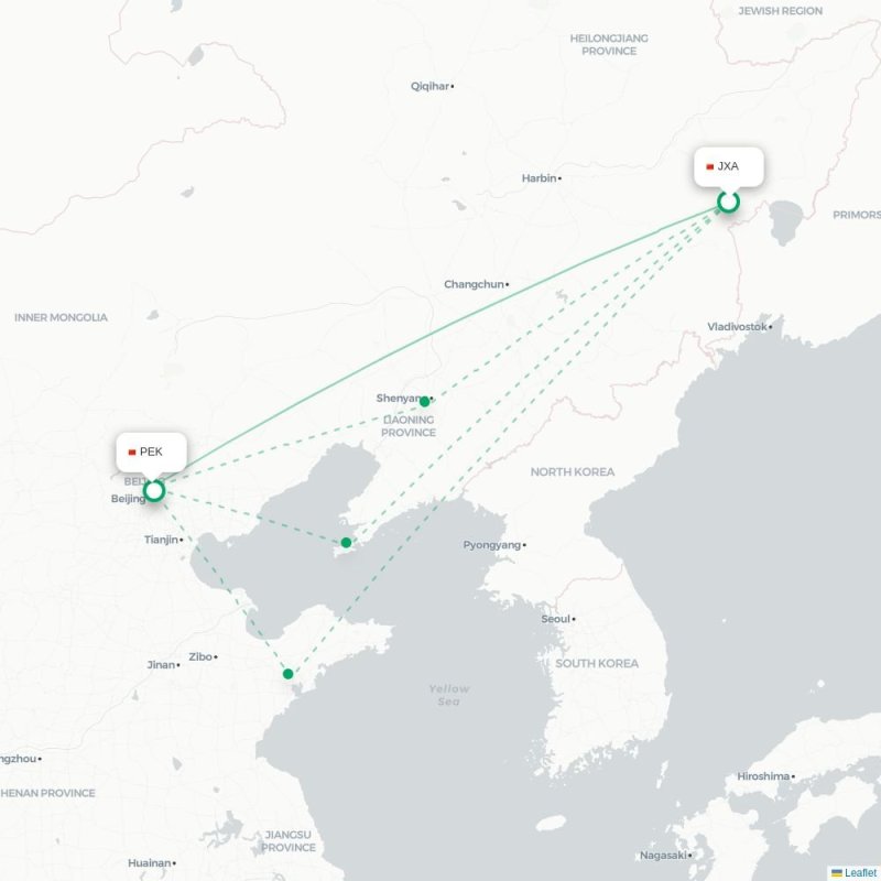 JXA - PEK route map