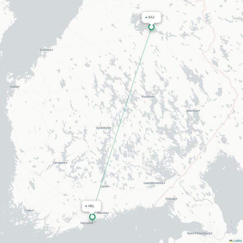 KAJ - HEL route map