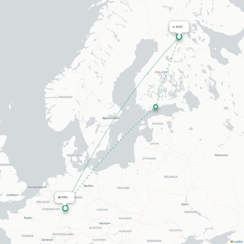 KAO - FRA route map