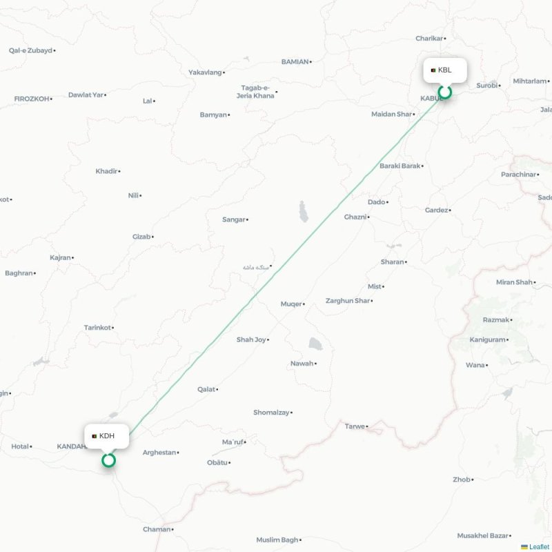 KBL - KDH route map