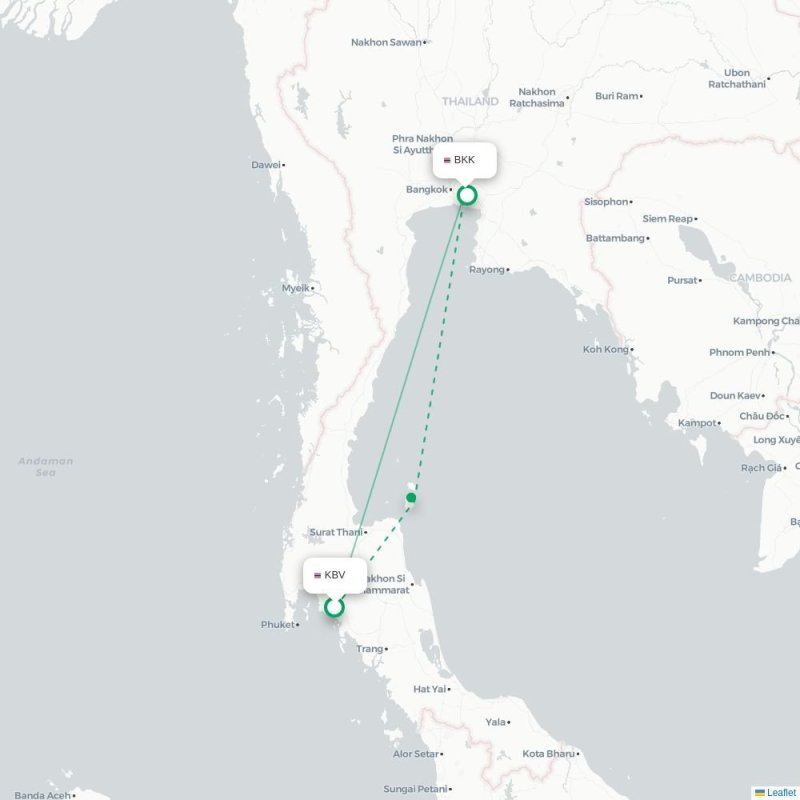 KBV - BKK route map