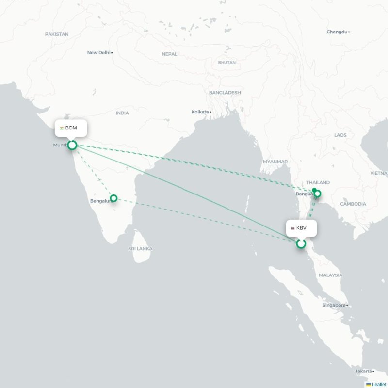 KBV - BOM route map