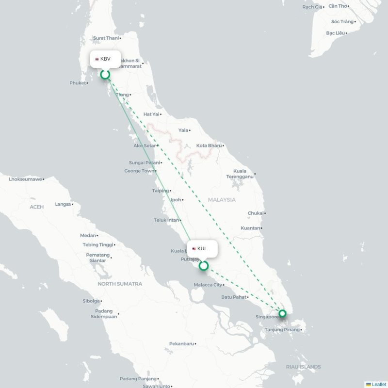 KBV - KUL route map