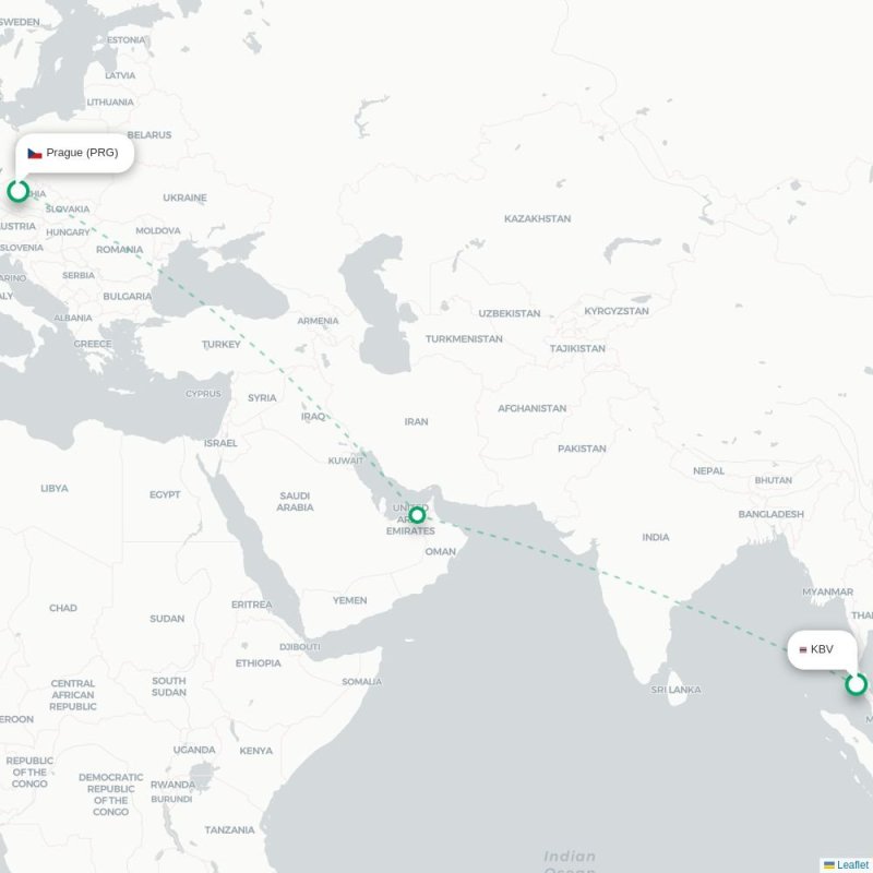 KBV - PRG route map