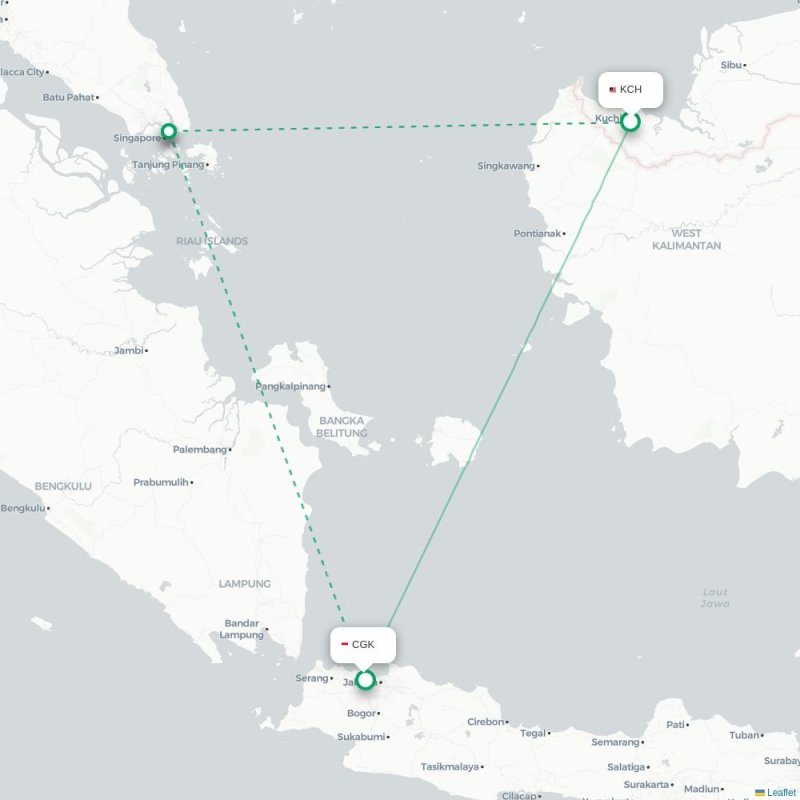 KCH - CGK route map