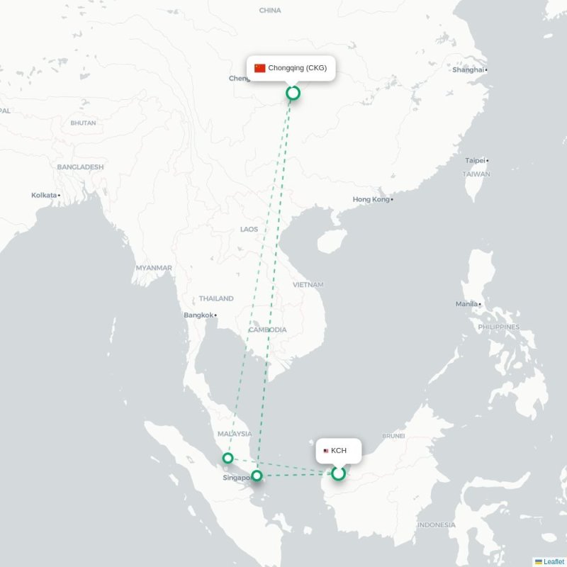KCH - CKG route map