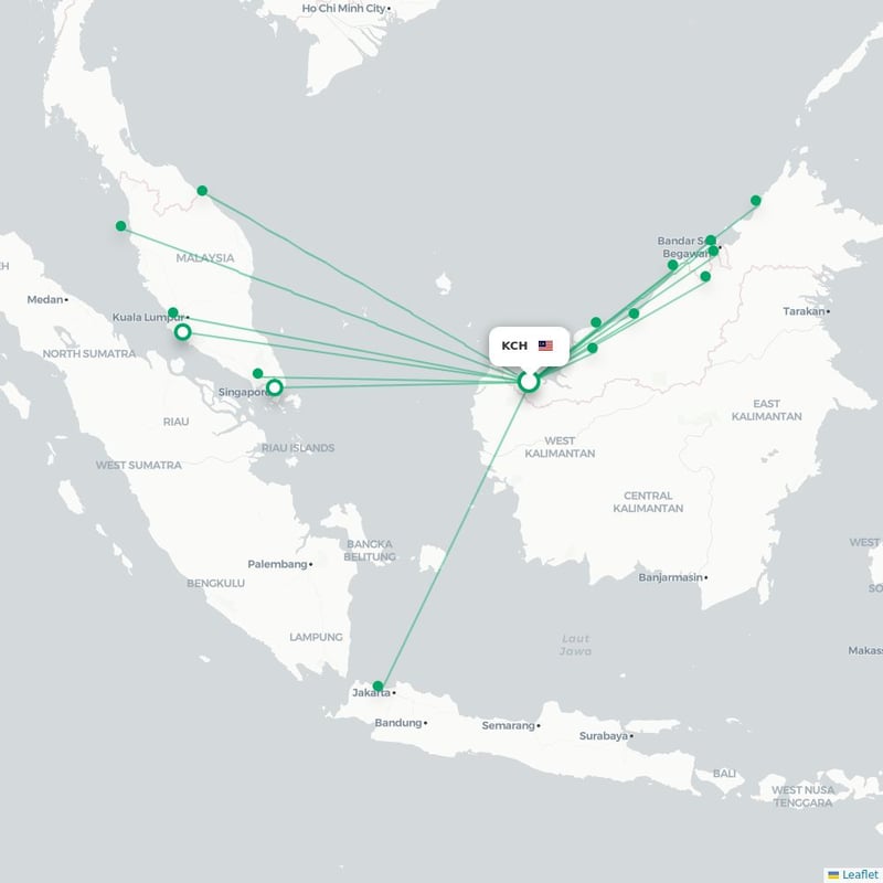 Route map Kuching  KCH airport