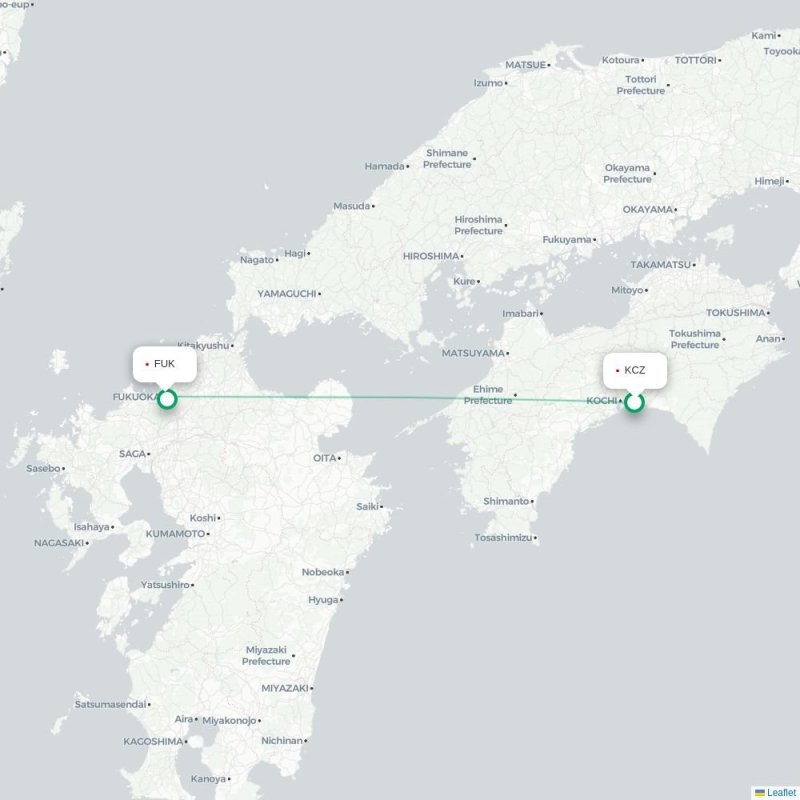 KCZ - FUK route map