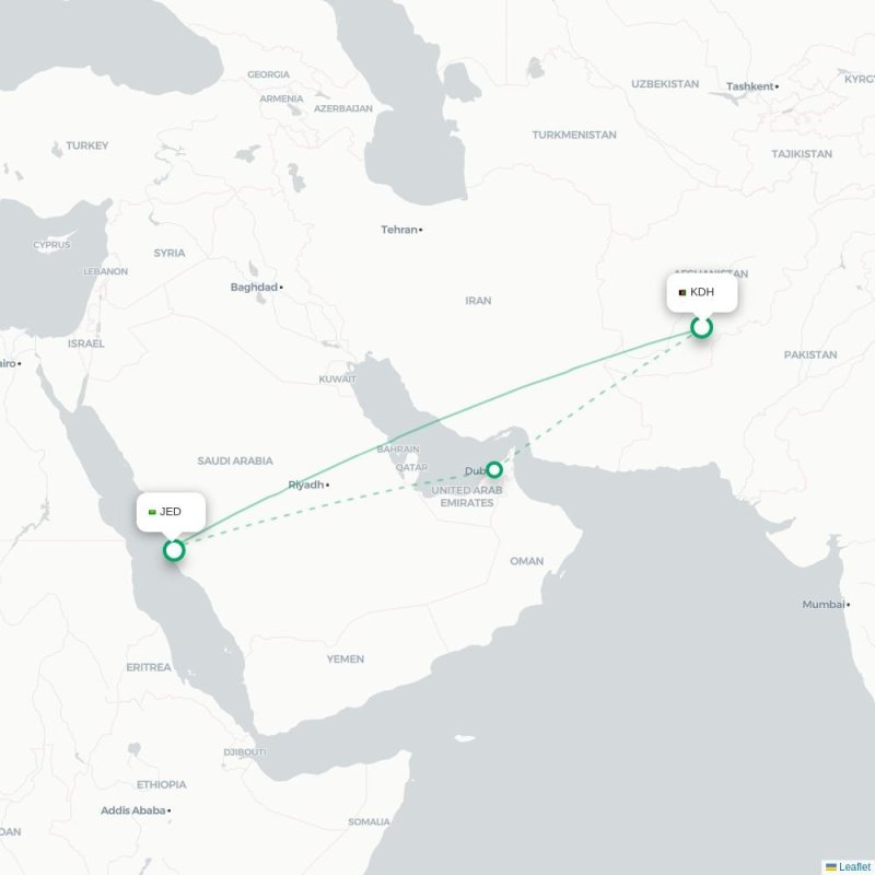 KDH - JED route map