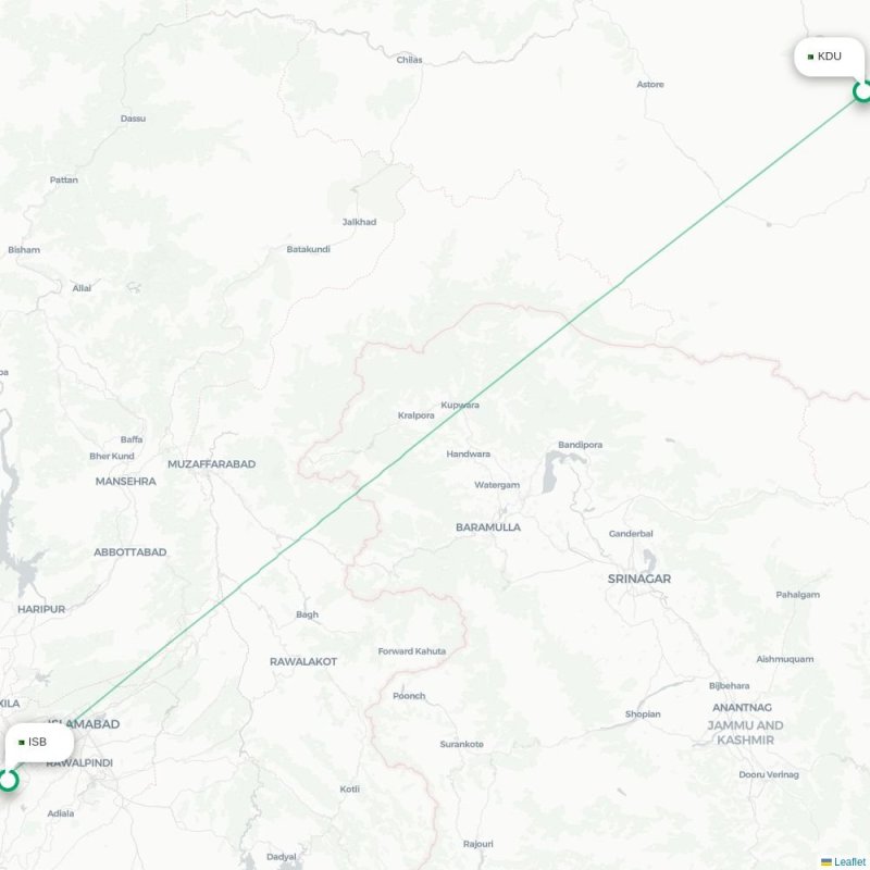 KDU - ISB route map