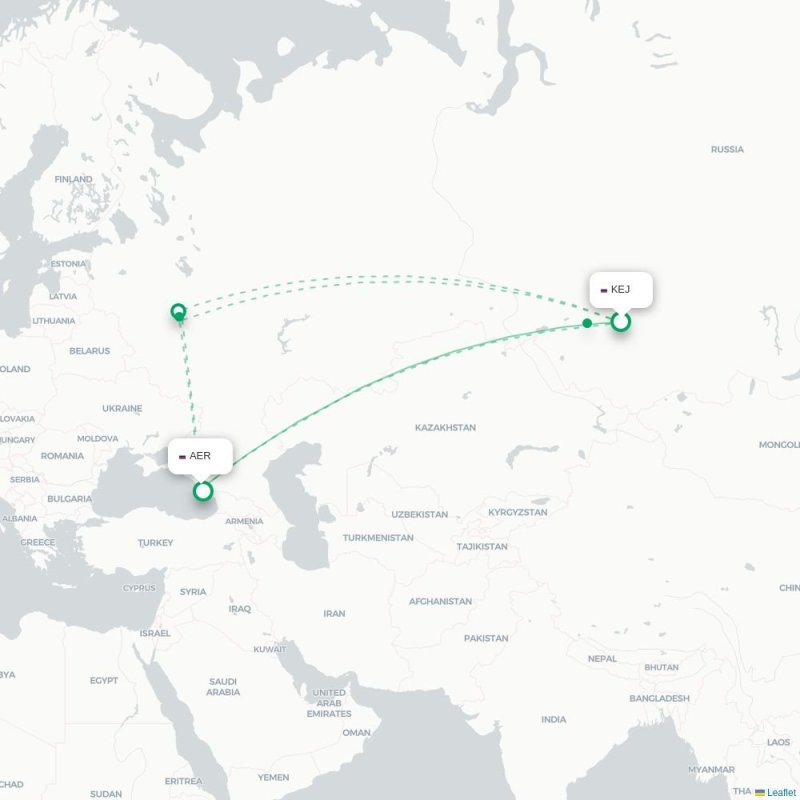 KEJ - AER route map