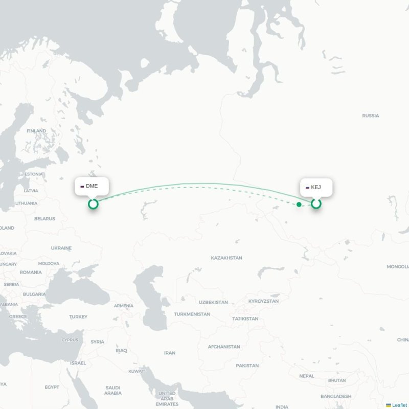 KEJ - DME route map