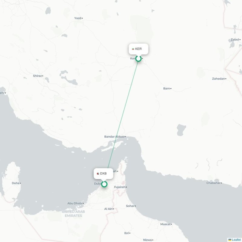 KER - DXB route map