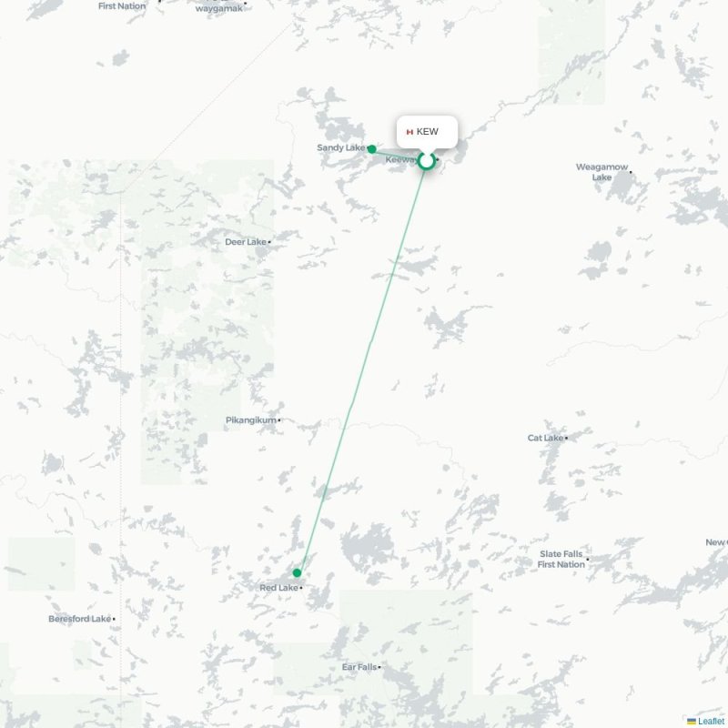 KEW - YXL route map