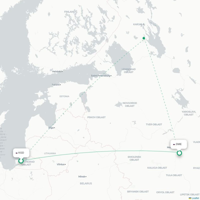 KGD - DME route map