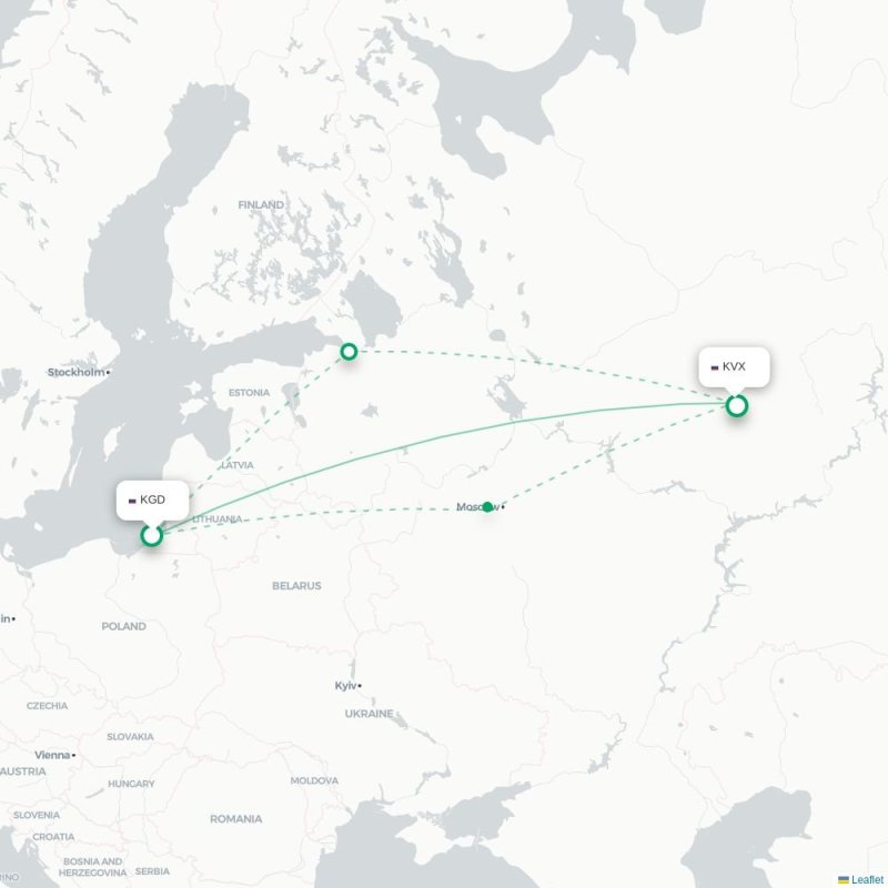 KGD - KVX route map