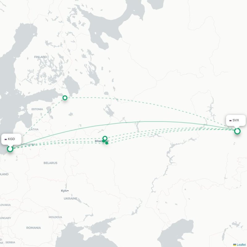 KGD - SVX route map