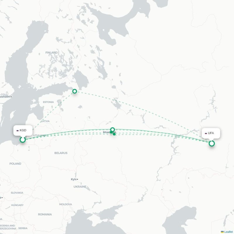 KGD - UFA route map