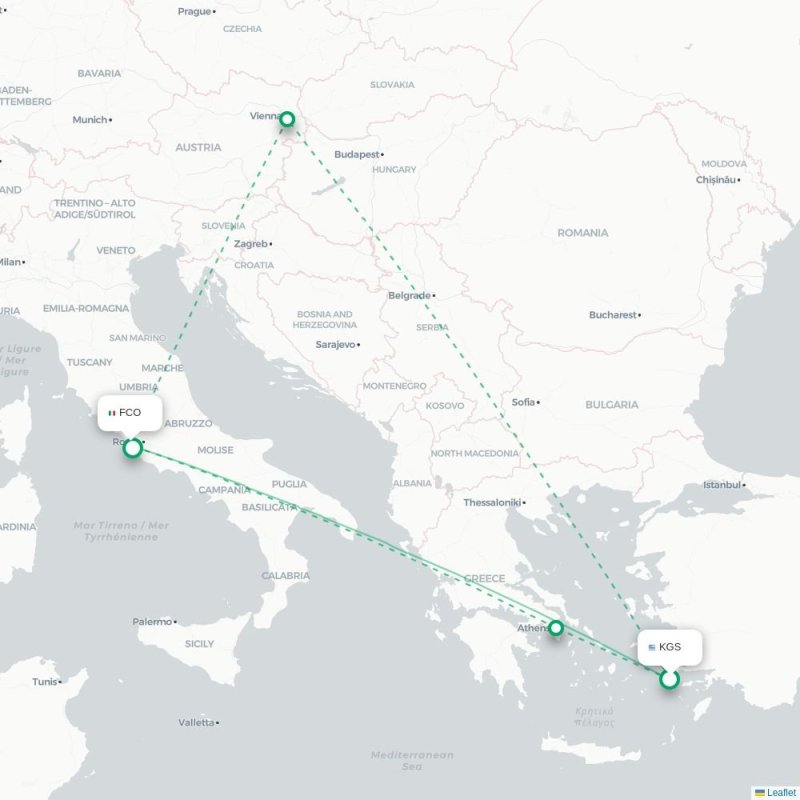 KGS - FCO route map