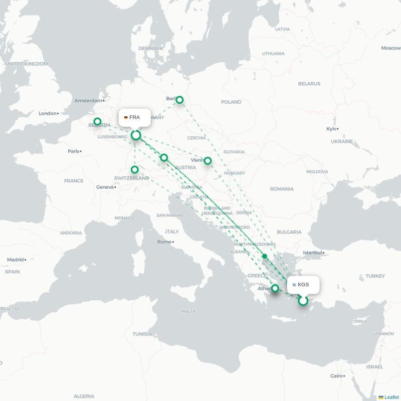 KGS - FRA route map