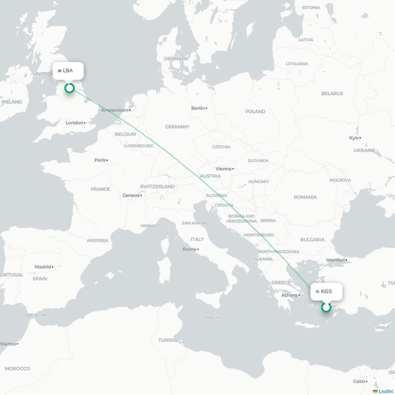 KGS - LBA route map