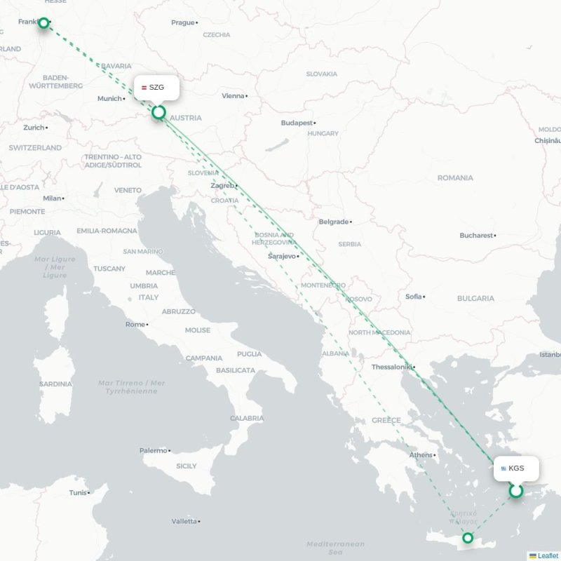 KGS - SZG route map