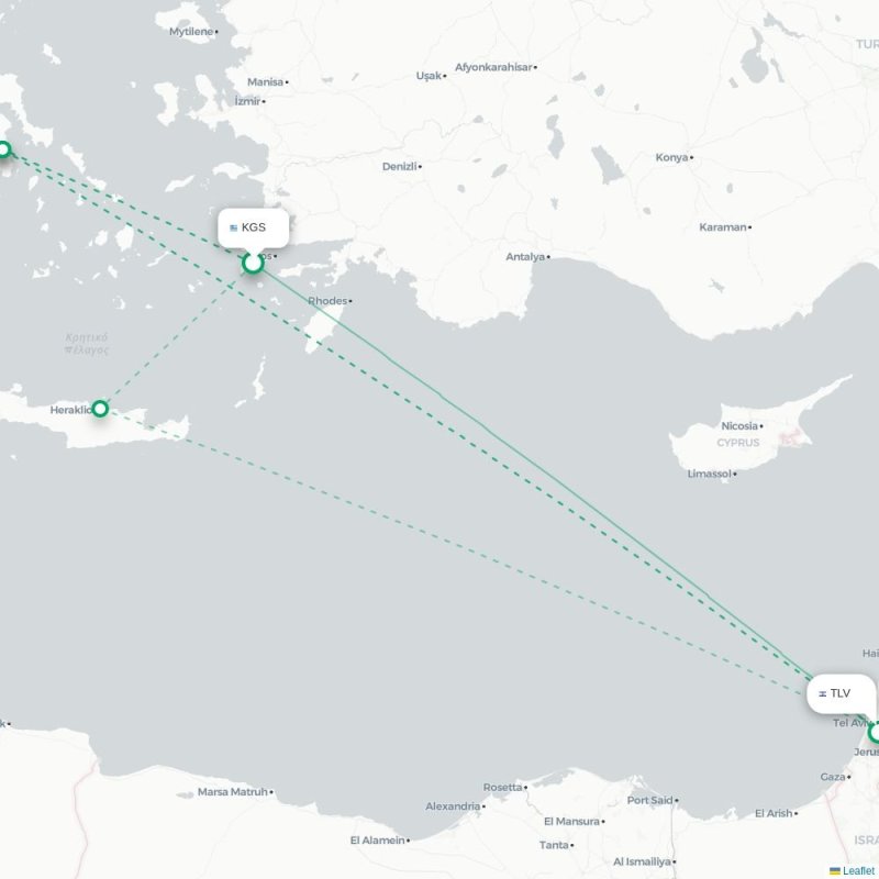 KGS - TLV route map