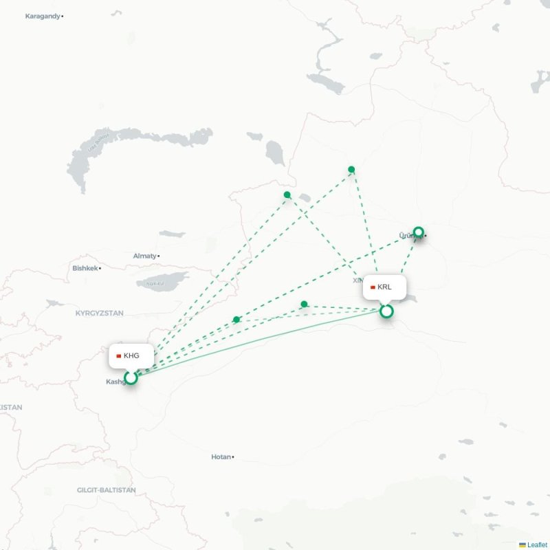 KHG - KRL route map