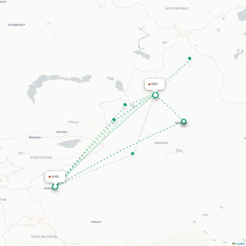 KHG - KRY route map