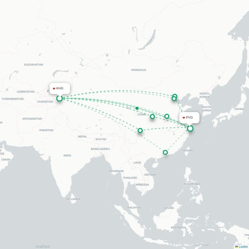KHG - PVG route map