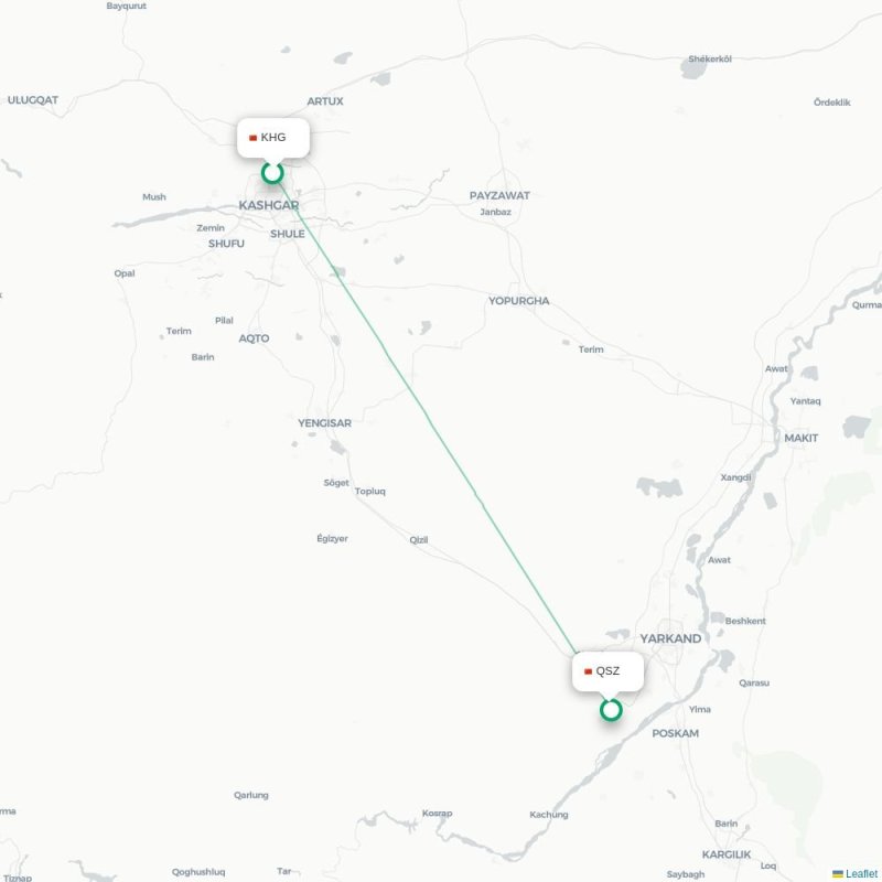 KHG - QSZ route map