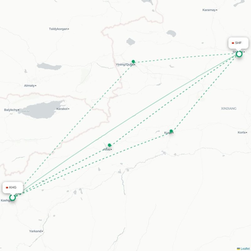 KHG - SHF route map