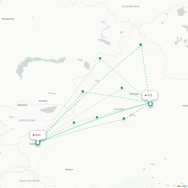 KHG - TLQ route map