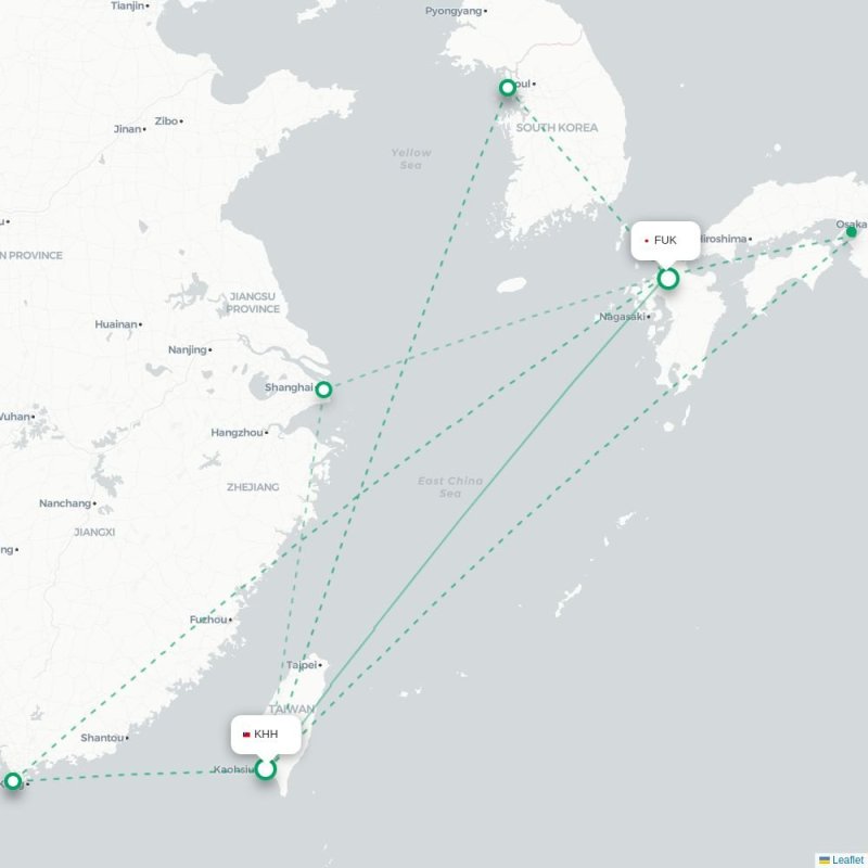 KHH - FUK route map