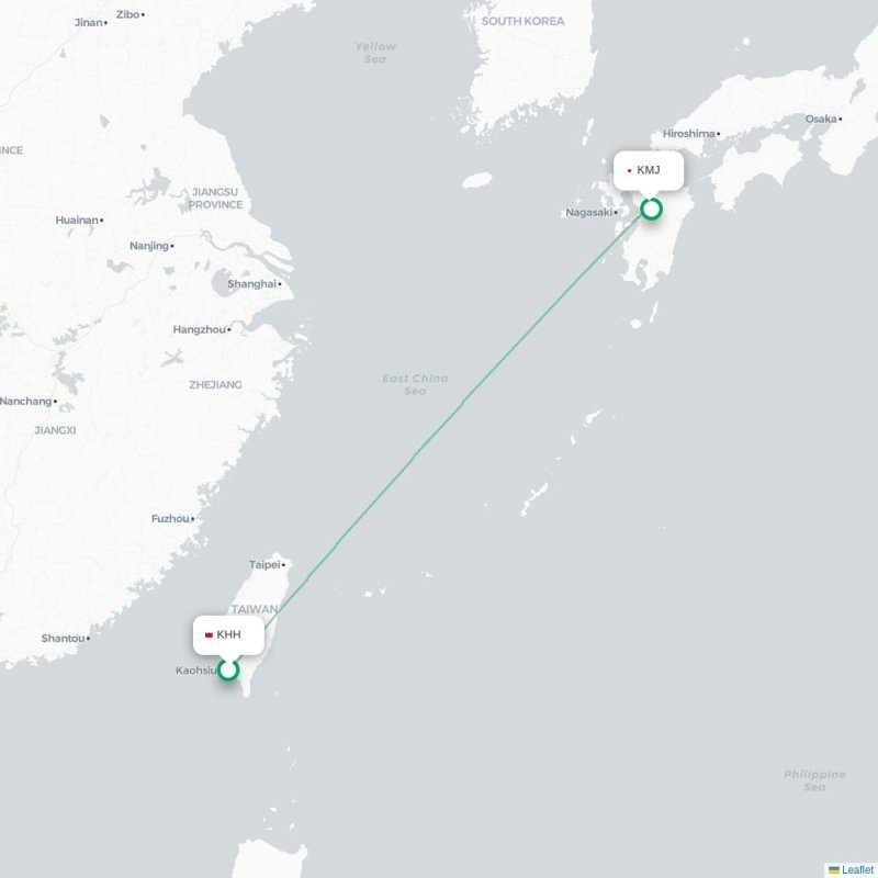KHH - KMJ route map