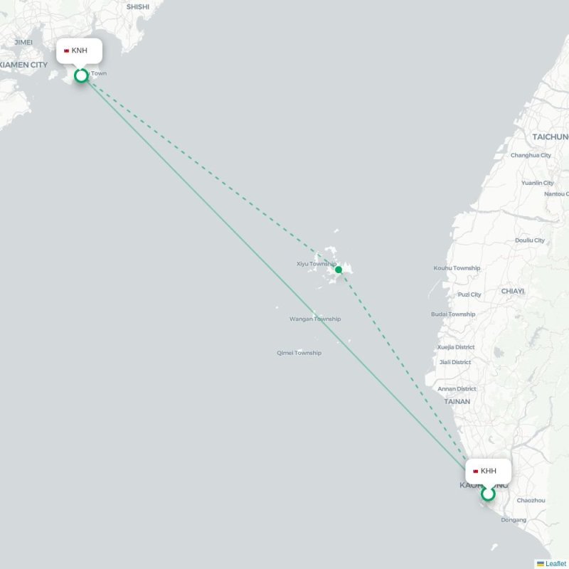KHH - KNH route map