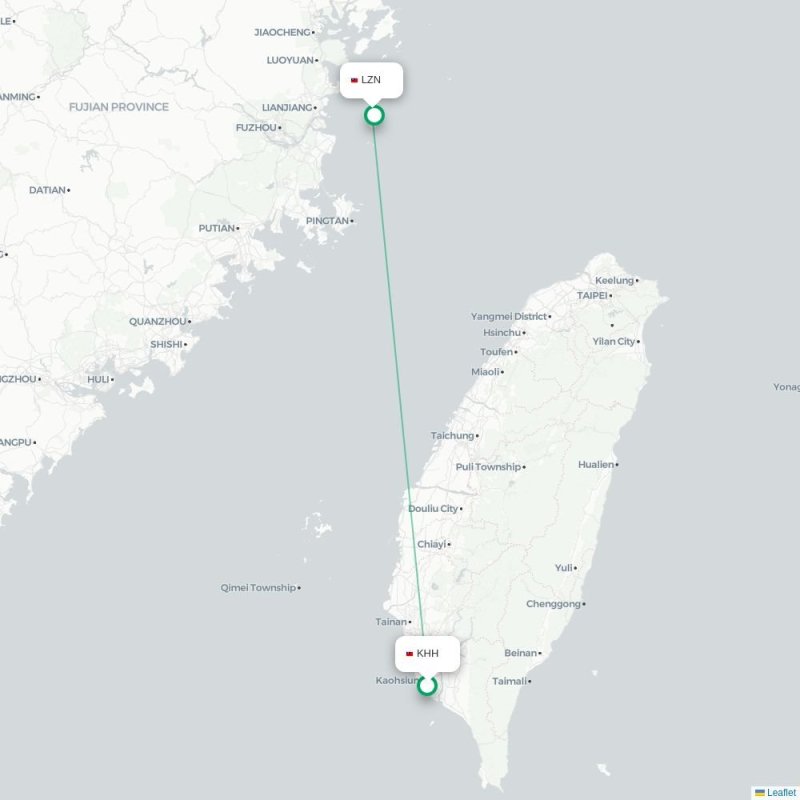 KHH - LZN route map