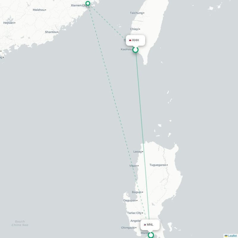 KHH - MNL route map