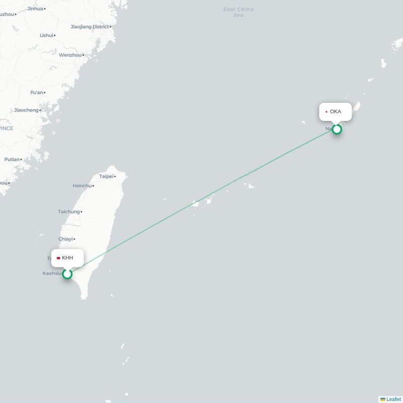KHH - OKA route map