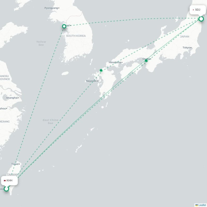 KHH - SDJ route map