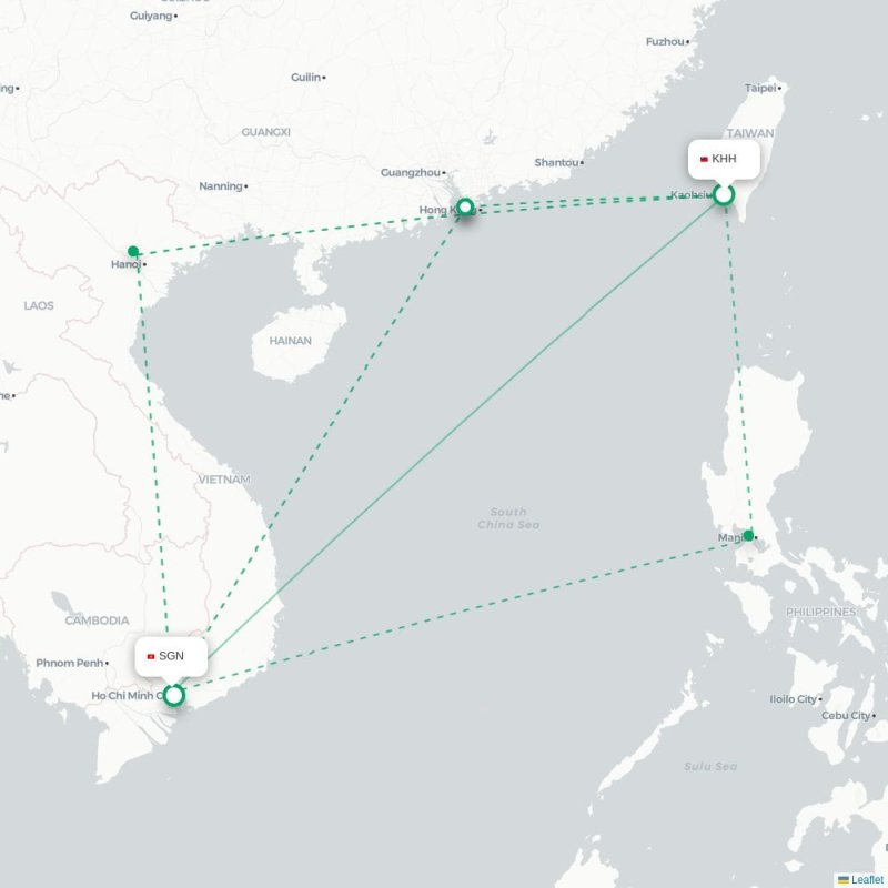 KHH - SGN route map