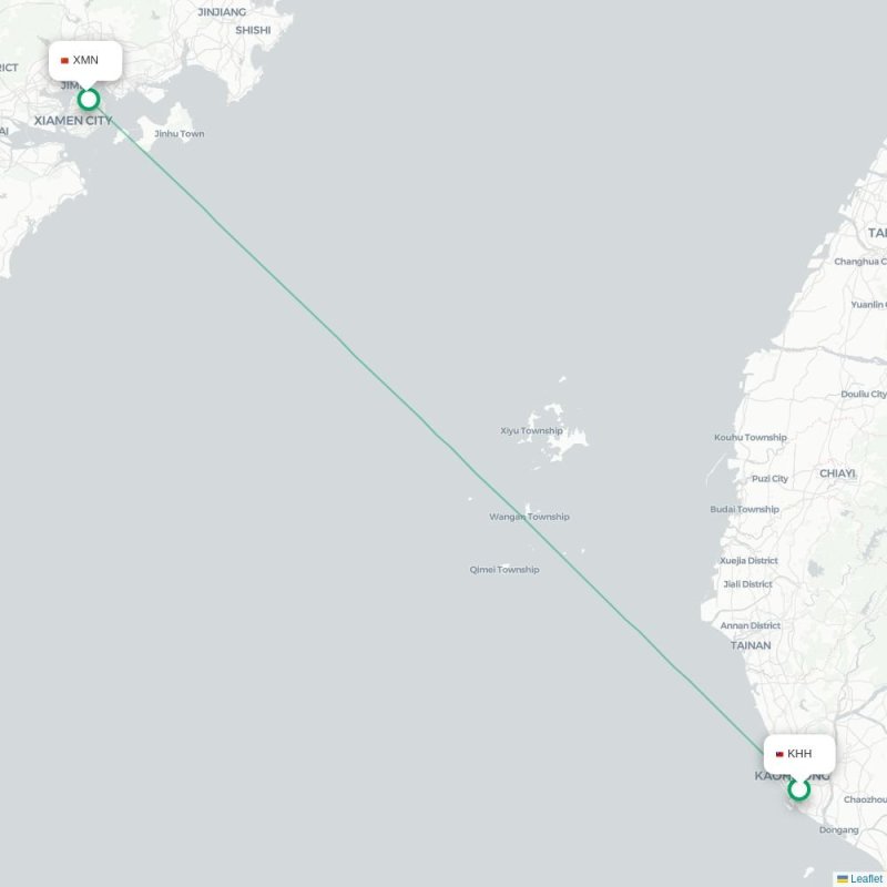 KHH - XMN route map