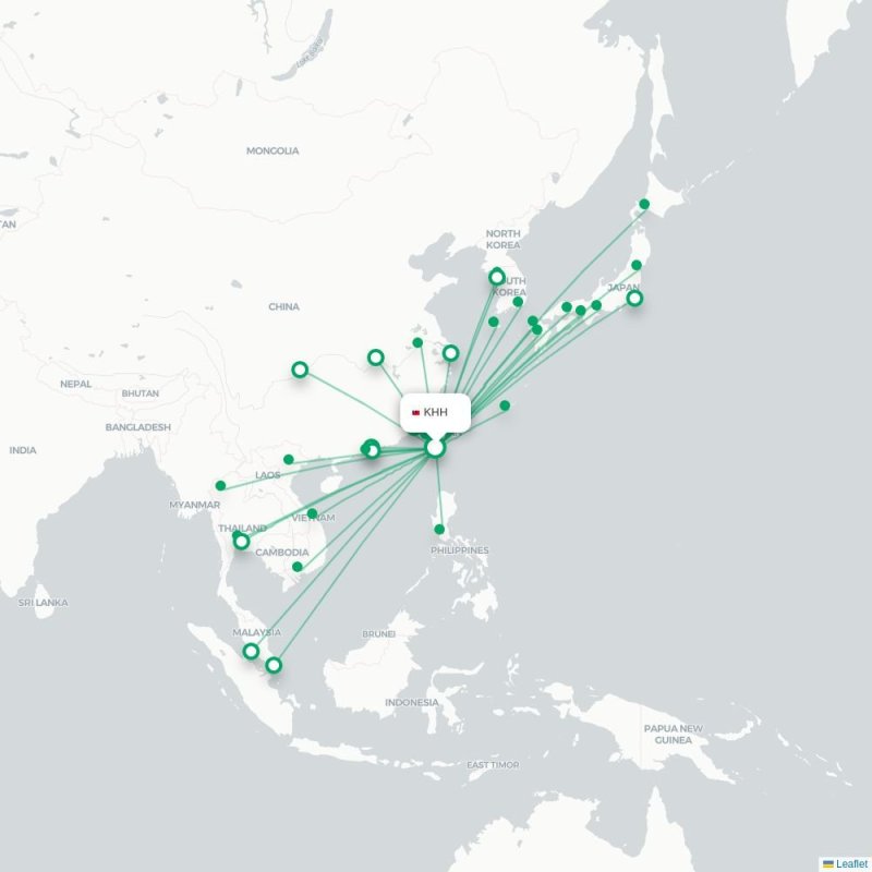 KHH - KIX route map