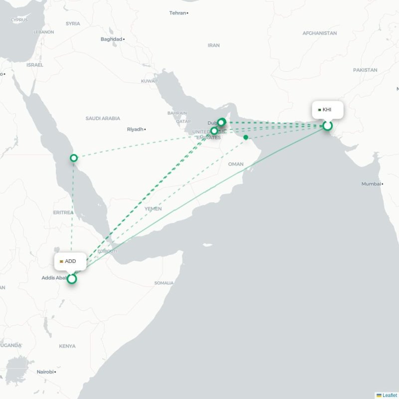 KHI - ADD route map