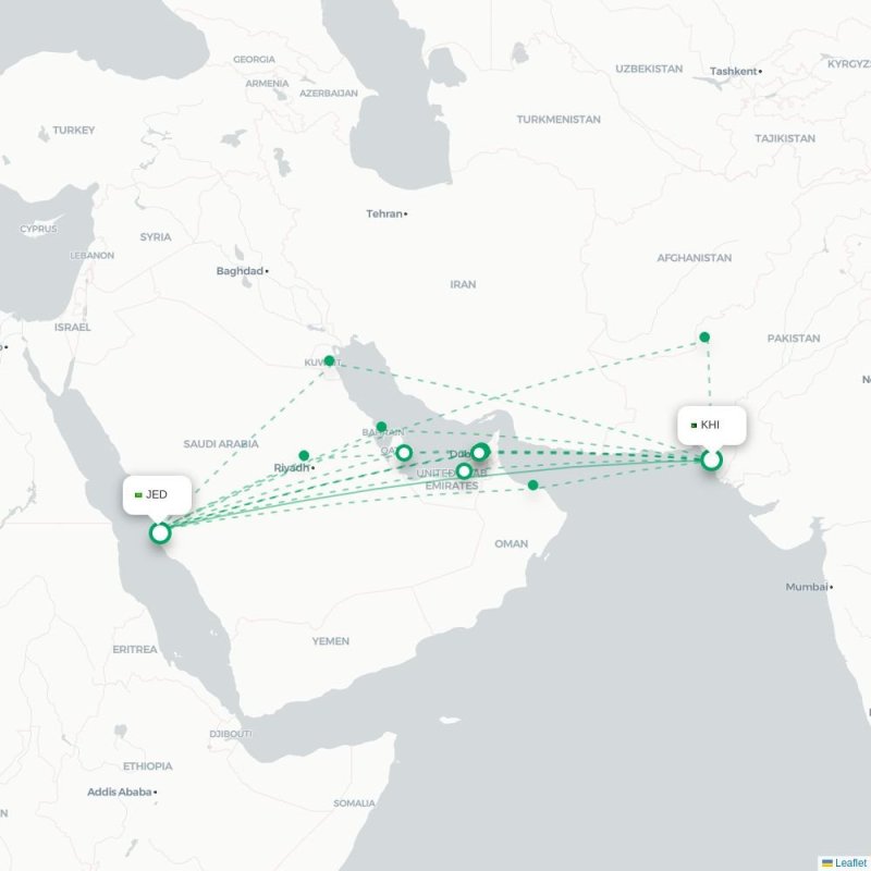 KHI - JED route map