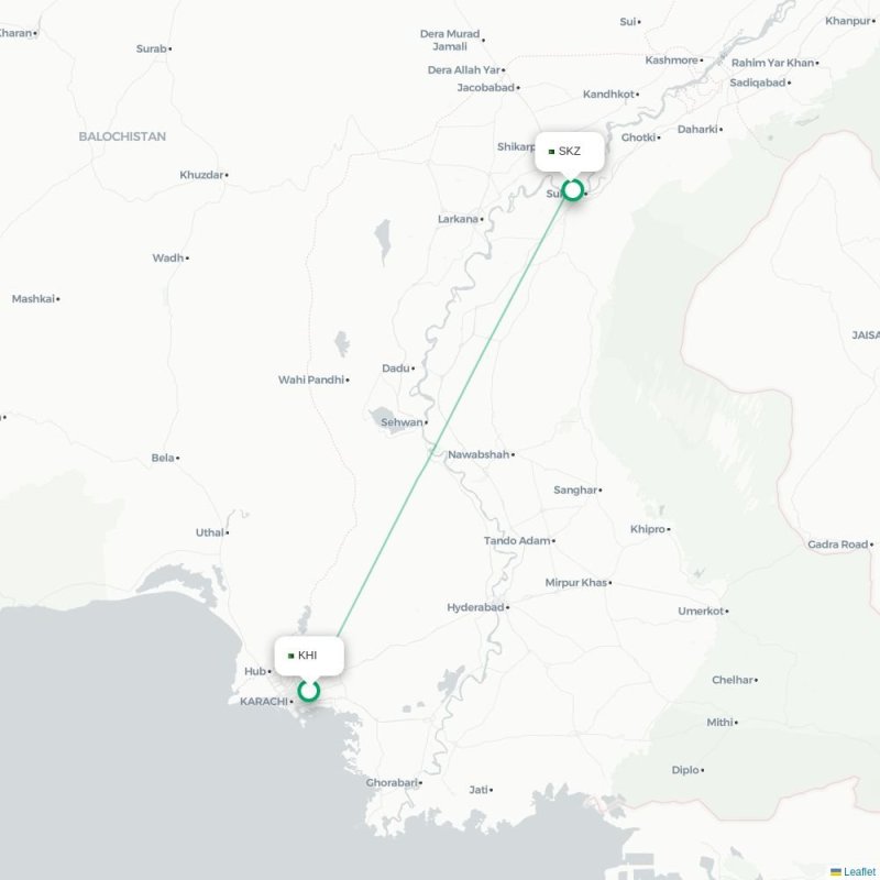 KHI - SKZ route map